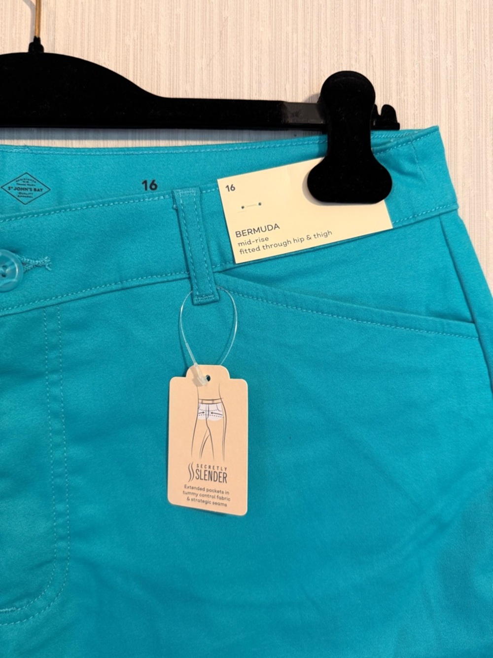 St. John's Bay Teal Bermuda Shorts - Picture 3 of 5